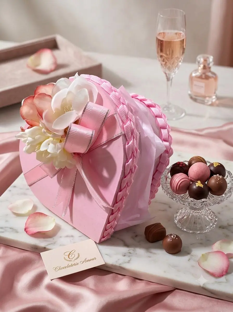 Presentación romántica en caja rosa
